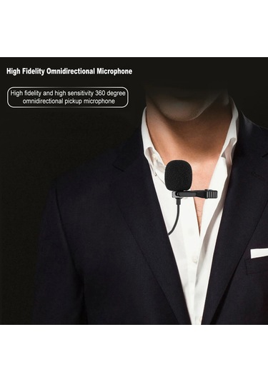 Çok Yönlü Mini Kapasite Metal Mikrofon 3.5mm Jack Yaka Mikrofonu Ses Mikrofon Black
