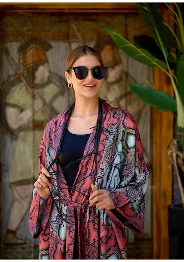 Mayovera Yılan Desen Kimono Çok Renkli