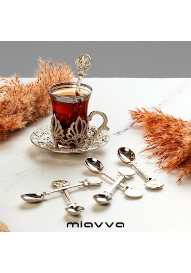 Fermato 6 Kişilik Gümüş Dekoratif Çay Kaşığı Çok Renkli
