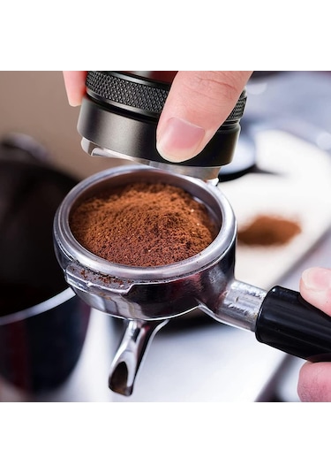 Skycity 51mm Çift Taraflı Çelik Espresso Dağıtıcı Ve Tamper, Ayarlanabilir Derinlikli Kahve Tozu Düzeltici, Delonghi Breville Portafilter Uyumlu Siyah