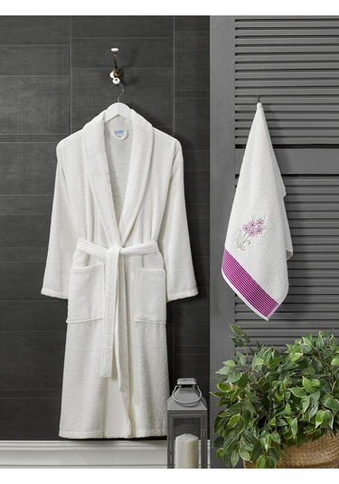 Formeya Havlulu Bornoz Seti 2 Parça Bornoz + Yüz Havlusu Krem