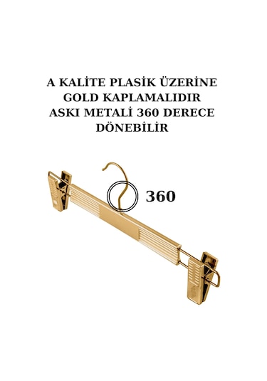 20 Adet Plastik Gold Kaplama Pantolon Askısı Etek Askısı Altın