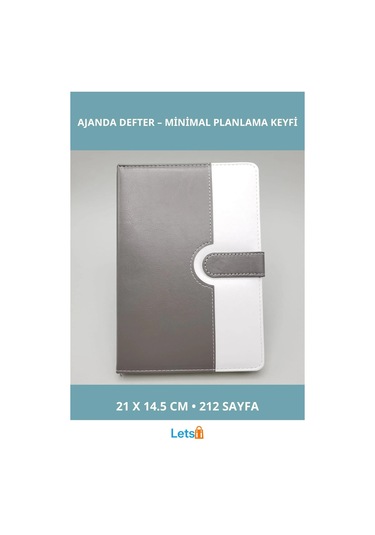 Tarihsiz Ajanda Defter Beyaz Gri 21x14.5 Cm Termo Deri A5 Çok Renkli