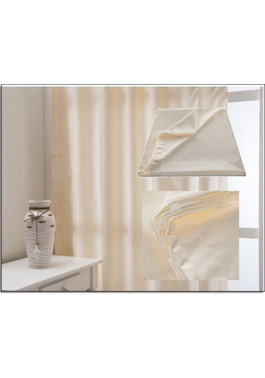 Atlas Saten Lüx Krem Güneşlik Perde -Kaliteyi Ucuza Alın- Krem