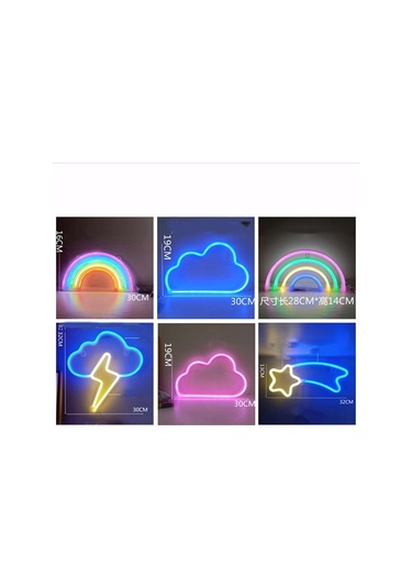 Soulader Pembe Bulut Desenli Neon Oda Dekorasyon Işığı Yatak Odası Aydınlatma Çok Renkli