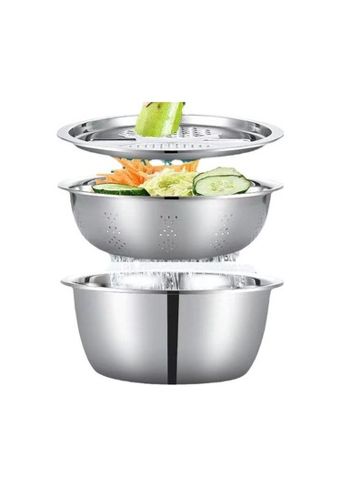Suntek Sebze Dilimleyici Pirinç Yıkama Süzgeci Ve Süzme 28cm Gümüş