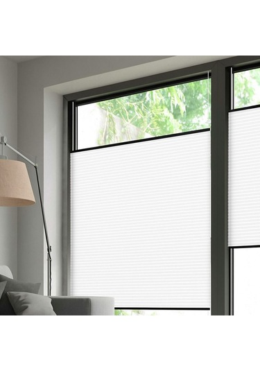 Perdema Yapışkanlı Honeycomb Plise %100 Karartma Cam Balkon Perdesi - Ofis Perdesi - Mutfak Perdesi - Salon Beyaz