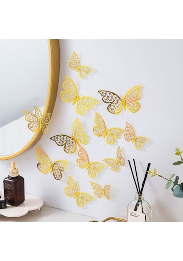 Youmex 12 Adet 3d Kelebek Işıklı Duvar Sticker - Su Geçirmez, Isı Dayanıklı, Yeniden Kullanılabilir Pencere Dekoru Abs Plastik, Çok Renkli Mavi