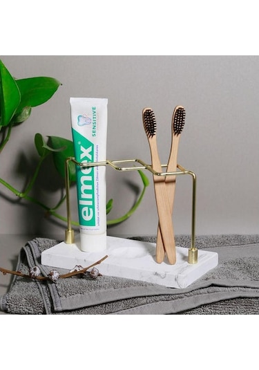 Willowhaven 18cm Paslanmaz Çelik Diş Fırçası Tutucusu & Diş Macunu Standı 2 Adet Beyaz Gri