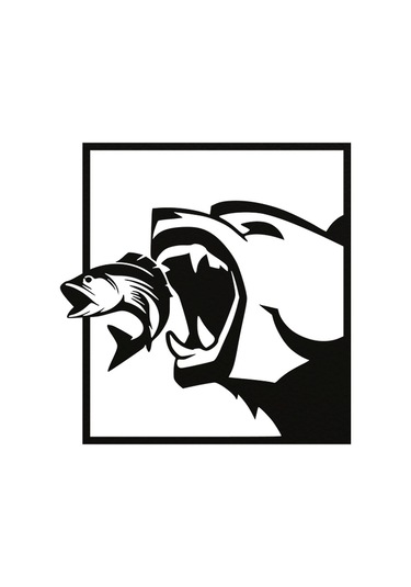 Ayı Ve Balık Silüet / Bear And Fish 3d Duvar Dekoru - Şık Ve Minimalist Tasarım 19cm