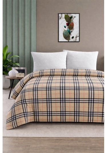 Çift Kişilik Pike Yatak Örtüsü %100 Pamuk 220x230 Bej