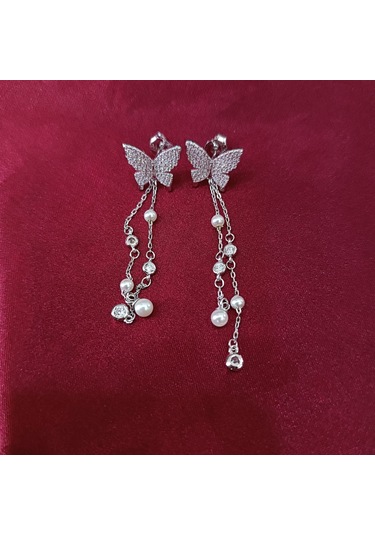 925 Ayar Sallanır Tasarımlı Kelebek Model Kadın Gümüş Küpe -sade Ve Şık Gümüş