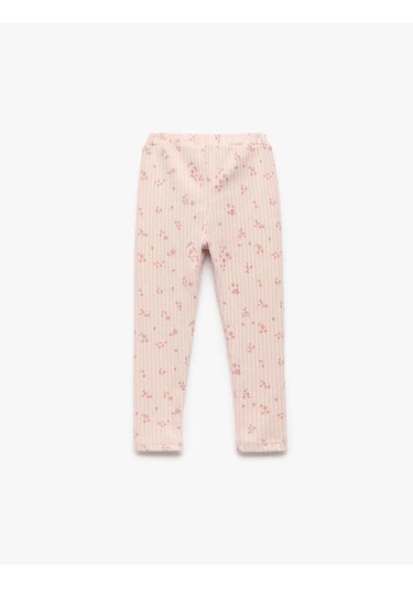 Koton Beli Bağcıklı Kaşkorse Çiçekli Bej Kız Bebek Tayt 6wmg40040ak Bej