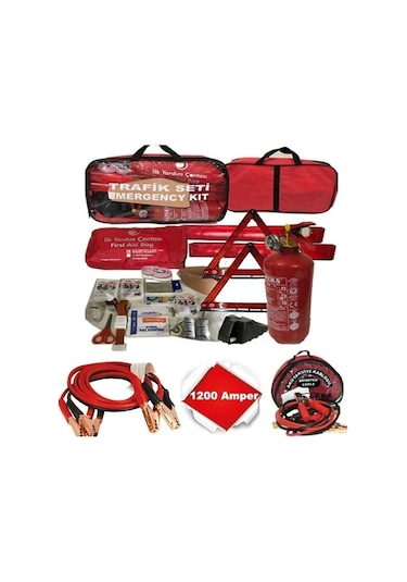 Lüx Trafik Seti Tüvtürk Uyumlu Çantalı Akü Takviye Kablosu 1200