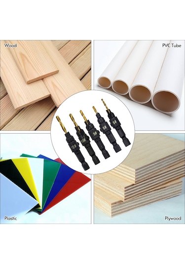 Kangvka Hss Titanyum Kaplama Matkap Seti 5 Parça, Ahşap Delme Ve Köşe Yuvarlama İşleviyle Entegre Delici Takımı