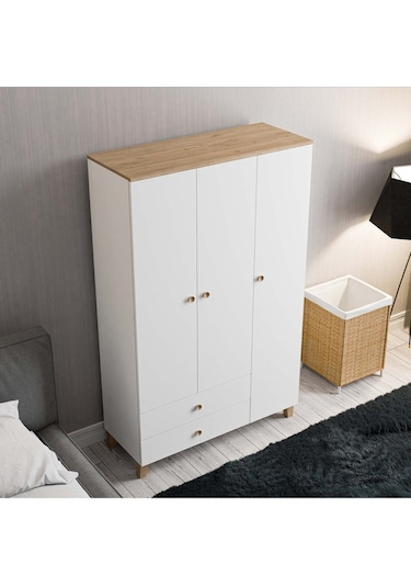 Mezza 3530 Vento 3 Kapılı Gardırop Sepet - Beyaz