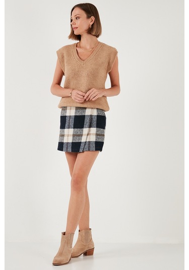 Lela Pamuk Karışımlı Regular Fit Kışlık Bayan Şort Etek 61100015 Lacivert