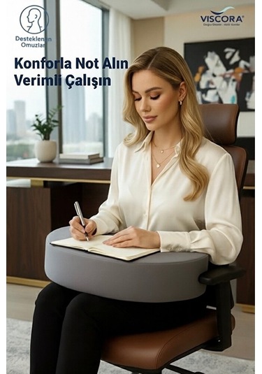 Vıscora Ergonomik Okuma Çalışma Minderi Space Memory Foam Bel & Boyun Destekli Gri