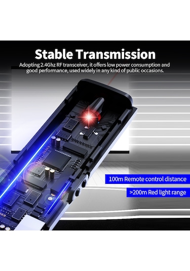 Maiyame Kablosuz Sunum Kumandası - 2.4ghz Rf, Kırmızı Işık, 100m Menzil, Ppt Ve Medya Kontrolü Optik