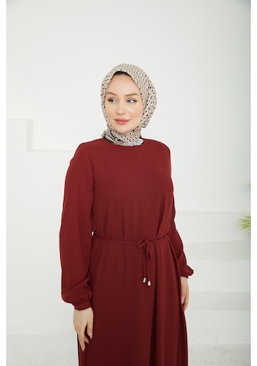 Armine Trend Kolları Lastikli Astarlı Elbise Bordo 25yt927 Bordo Armine Trend Kolları Lastikli Astarlı Elbise Bordo 25yt927 Bordo