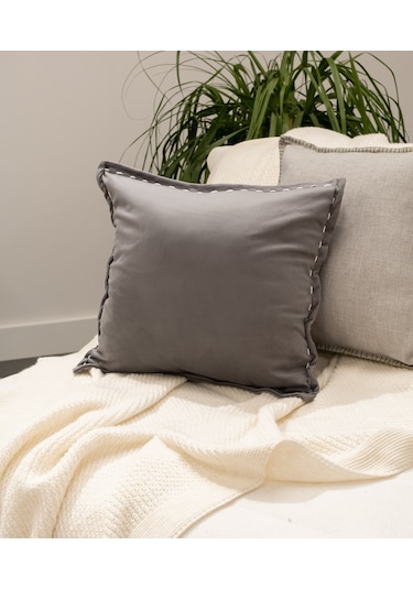 Koza Home İbiza Antrasit Kadife Yastık 43x43 5021
