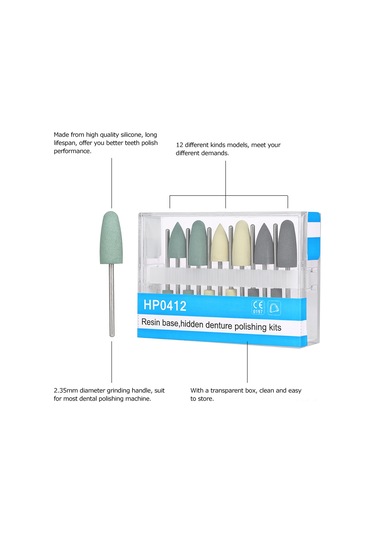 Qingmipy Profesyonel 12'li Diş Parlatma Ve Zımparalama Başlıkları Seti - Yüksek Kaliteli Silikon