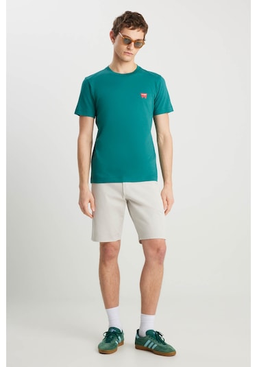Wrangler Regular Fit Minimal Logo Yeşil Erkek T-shirt Mw70md3g26 Yeşil