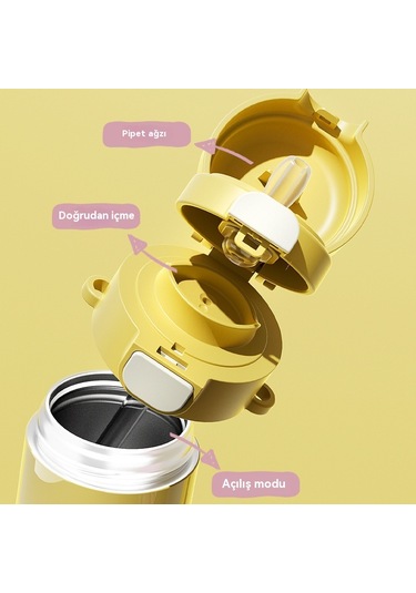 Jian Fan Yumurta Partisi Çocuk Termos Bardağıpaslanmazçelik Büyük Kapasiteli Su Bardağı Sarı