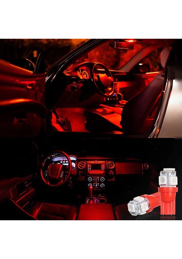 Padalink T10 Taban 12v 1w 5 Led Araba Lambası, Kırmızı Işık, 10 Adet Paket - Yüksek Parlaklık Ve Uzun Ömürlü