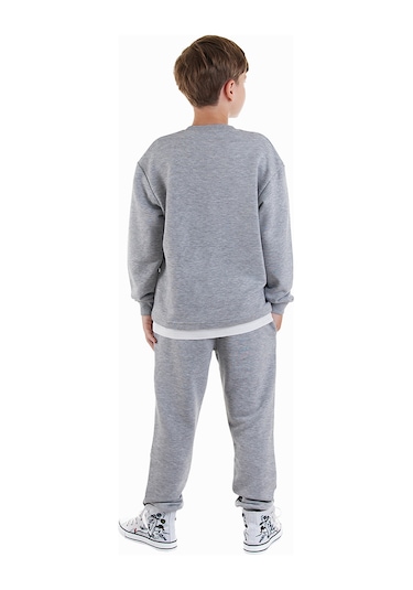 Denokids Harfler Erkek Çocuk Eşofman Takımı - Gri