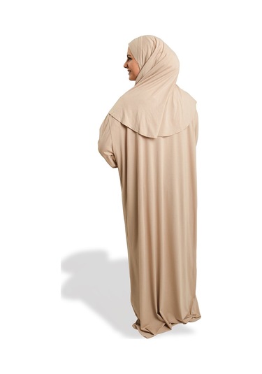 2 Parça Namaz Elbisesi Viskon Düz 2504 12 Bej