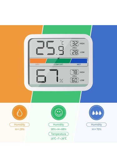 Xıaomı Youpın Lcd Dijital Termometre 2 Higrometre Mıknatıslı İç Mekan Termo-higrometre, Oda İklim Kontrolü İçin Mın/max Kayıtları