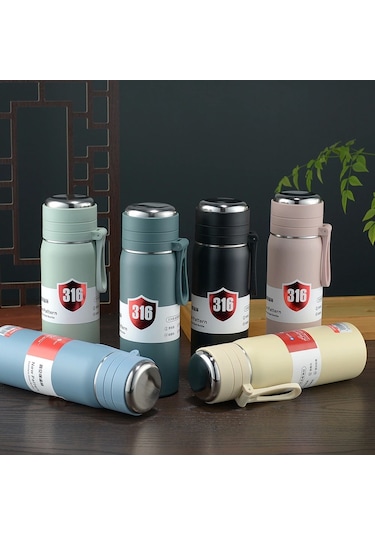 Paslanmaz Çelik Termos Su Şişesi 500ml Vakumlu Kapak Yeşil İthal Ürün Yeşil