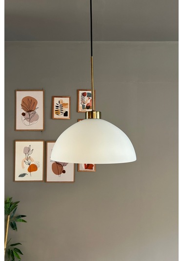 Perry Beyaz Cam Tekli Avize İnce Eskitme Başlık Retro Sarkıt Lamba Restoran Salon Aydınlatma Beyaz