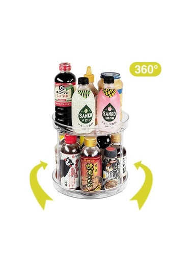 Düzenleyici, Çok Amaçlı Baharat Rafı, Mutfak Depolama İçin Dönen Baharat Rafı, Dönen Baharatlık, Şeffaf, 23,5 Cm Orta -