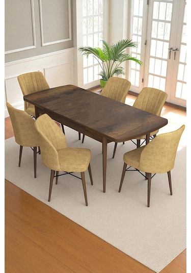 Flexa Comfort Serisi 6 Adet Flex Sandalye Mutfak Masası Takımı Cappuccino