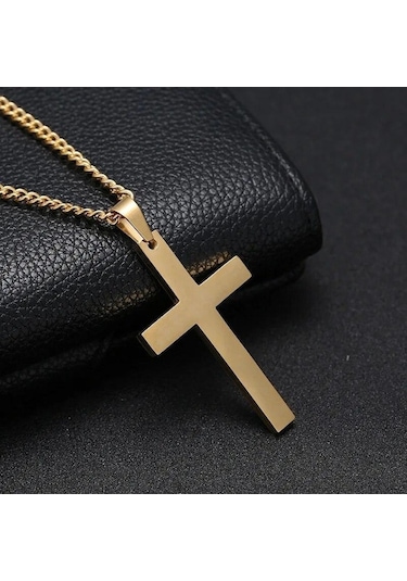 Altın Çapraz Kolye Kolye Kadın Erkek Link Zinciri Charm Kolye Erkek Kız Punk Hip Hop Takı Hediye Altın - 60 Cm Altın