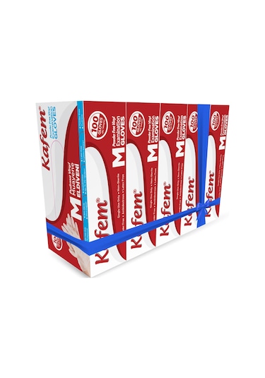Kafem Beyaz Vinil Eldiveni Pudrasız M 100 Adet X 5 Paket