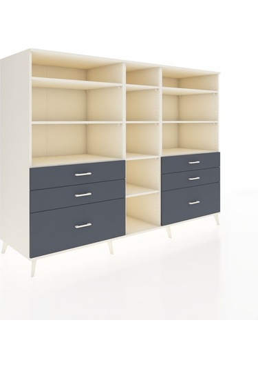 Kronos Dolap 10 Raflı 6 Çekmeceli 220x59x163 Aytaşı-aytaşı/antra Aytaşı-aytaşı/antrasit