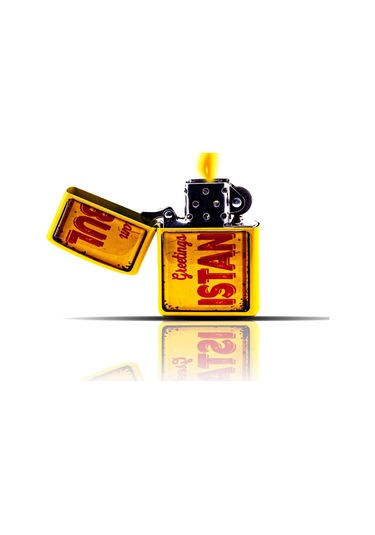 İstanbul Temalı Sarı Benzinli Çakmak Çok Renkli