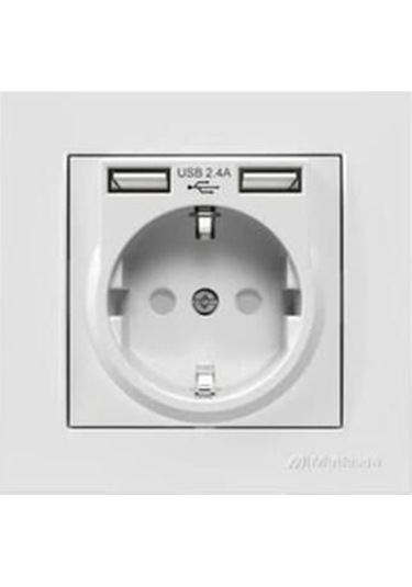 2 Usb"li Topraklı Beyaz Blisterli Priz 2220 619 0201