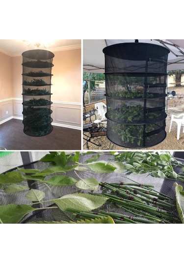 Tineke 4 Katlı Meyve Sebze Kurutma Filesi Katlanabilir Siyah