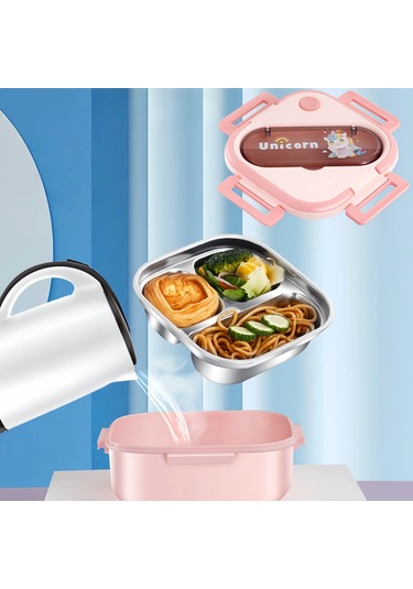 Paslanmaz Çelik Çocuk Yemek Kutusu Öğrenciler Sandviç Meyve Gıda Yeşil