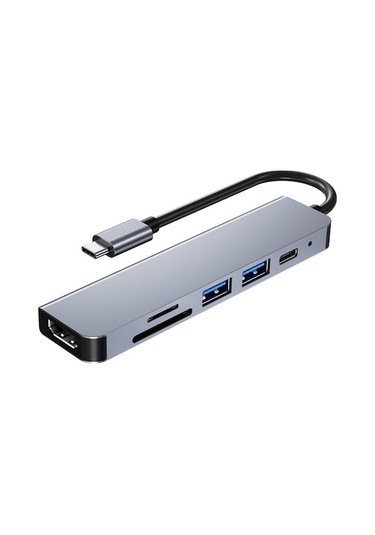 6 Lı Usb-c Hub: 4k Hdmı, Pd Şarj, Sd/tf Kart Okuyucu, Macbook, Chromebook, Surface Uyumlu