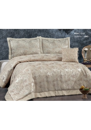 Güzide Klasik Çift Kişilik Yatak Örtüsü Mihrimah Altın Gold Diğer