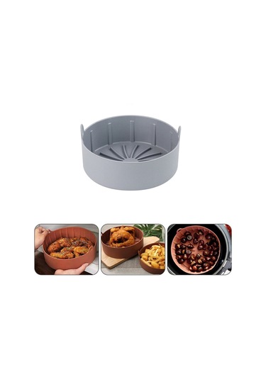Fosenze Silikon Hava Fritöz Pişirme Tepsisi - Dairesel 16cm Gri, Anti Yapışkan, Even Isı Dağılımı, Kolay Temizleme Çok Renkli
