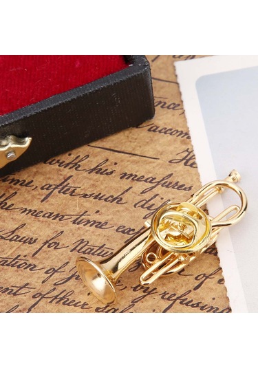 Padalink Müzik Enstrümanı Şekilli Gümüş Kaplama Broş: Unik Trombon/kornet Modeli, Hediye Kutulu Özel Hediyelik Aksesuar Çok Renkli