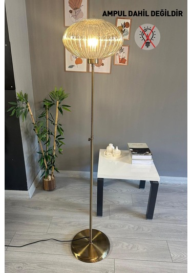 Elegant Bal Cam Lambader Düz İnce Gövde Modern Dekoratif Metal Oturma Odası Zemin Lambası Natural