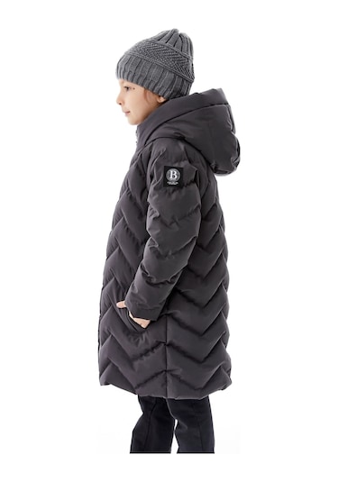Benitto Kids Kız Çocuk Kapüşonlu Kışlık Şişme Mont 51353 Gri