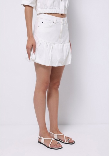 Colins Balloon Skirt Düz Fermuarlı Kadın Beyaz Etek Cl1074980 Q1.v1 Dn44345 Denim